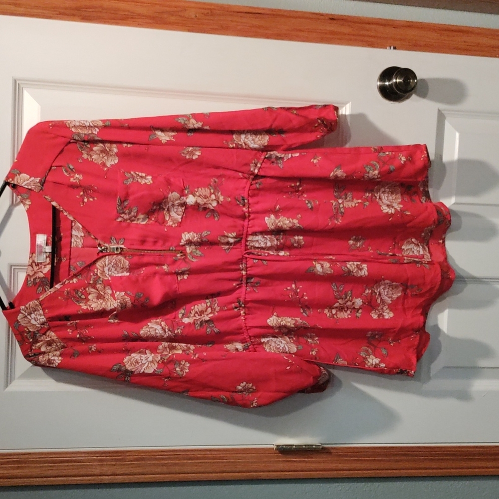 3/4 sleeve floral dress shirt